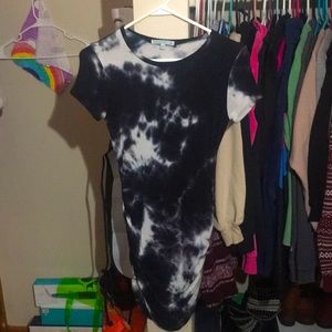 black and white tie dye form fitting dress women’s size extra small